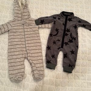 2 fleece jumpsuits